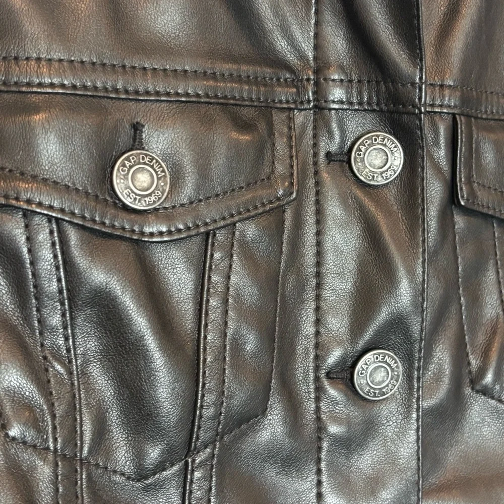 GAP Black Faux Leather Puff Shoulder Jacket Girls XL